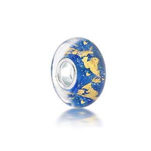 Pandora Blue Gold Foil Murano Glass Charm