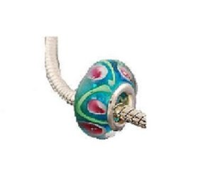 Pandora Blue Green And Pink Glass Charm