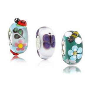 Pandora Blue Green Purple Murano Glass Charm