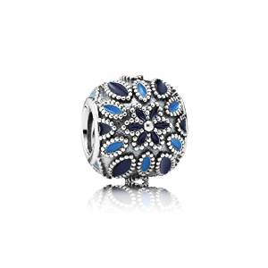 Pandora Blue Hippie Flowers Murano Glass Charm