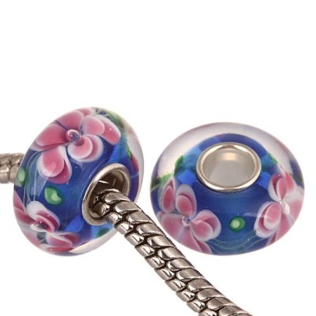 Pandora Blue Pink Swirl Murano Glass Charm