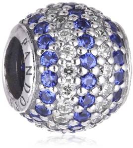 Pandora Blue Round Crystal Dots Silver Charm