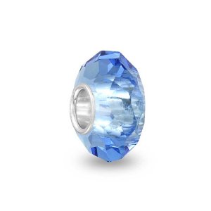 Pandora Blue Topaz Color Faceted Crystal Glass Charm