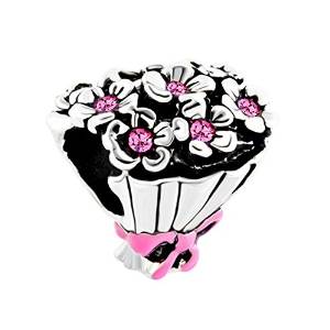 Pandora Bouquet Pink Enamel Dangle Charm image