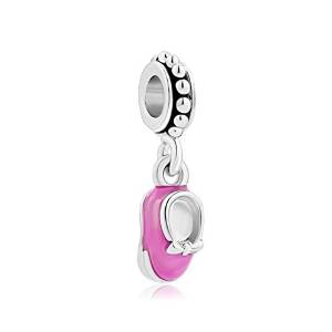 Pandora Bowknot Pink Baby Girl Shoe Dangle Charm