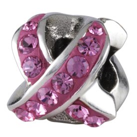 Pandora Breast Cancer Ribbon Pink Crystals Charm image