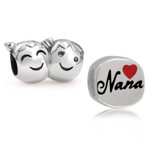 Pandora Brother Sister Face Nana Heart Charm