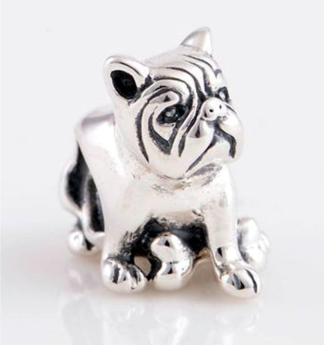 Pandora Bull Terrier Dog May Birthstone Photo Flower Charm