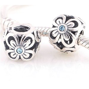 Pandora Butterfly Flower Aquamarine Charm