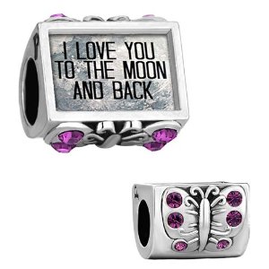 Pandora Butterfly I Love You To The Moon And Back Photo Amethyst Charm