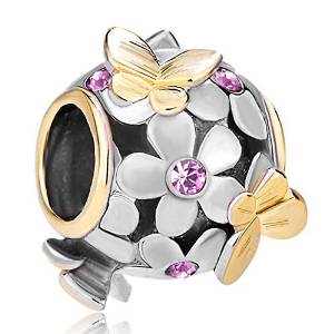 Pandora Butterflys On Flowers Charm