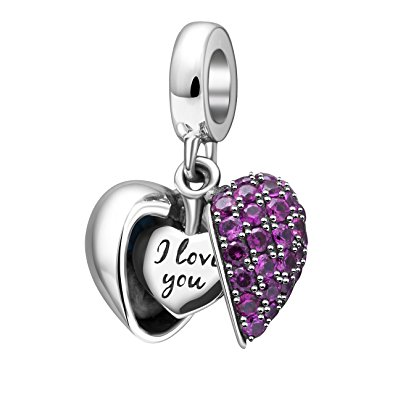Pandora CZ Dangle Heart Silver Bead Charm image