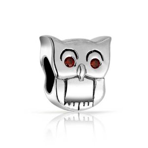 Pandora CZ Ruby Eyed Owl Charm