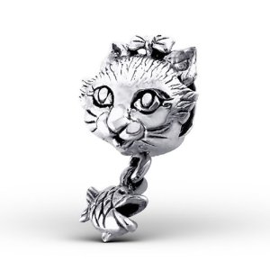 Pandora Cat Face With Fish Charm