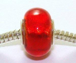 Pandora Cherry Red Shimmer Foil Glass Charm