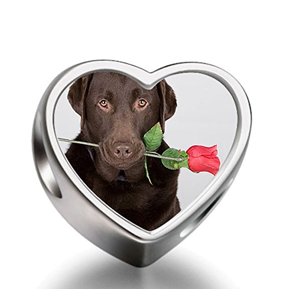 Pandora Chocolate Labrador Dog With Rose Charm image