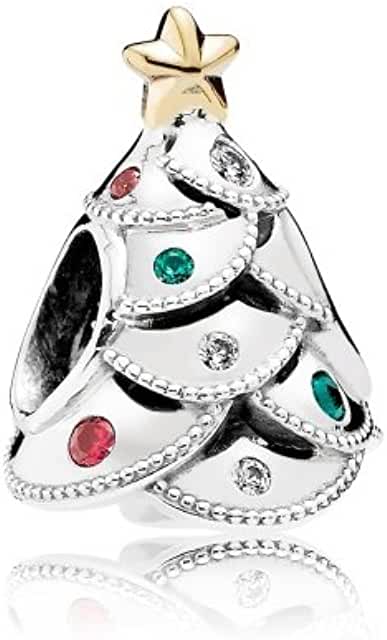 Pandora Christmas Tree With Stones Silver Plated Charm image