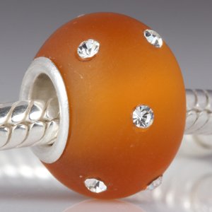 Pandora Citrine Murano Frosted Glass Clear Swarovski Charm