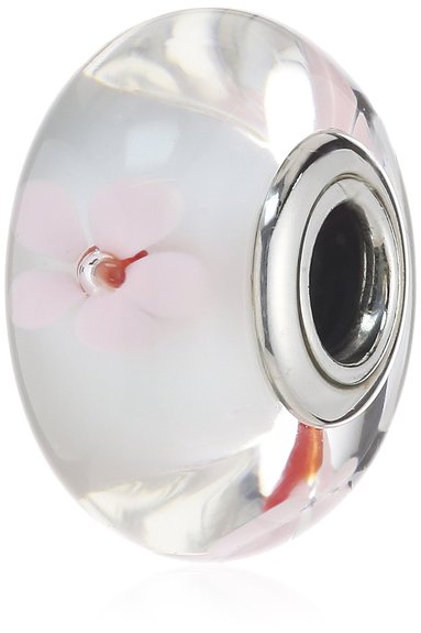 Pandora Citrine Yellow Pink Plumeria Murano Glass Charm