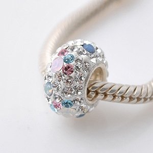 Pandora Clear Pink Blue Opals Swarovski Crystal Charm image