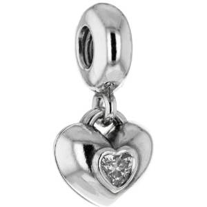 Pandora Colourless And Pink Cubic Zirconia Heart Charm