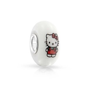 Pandora Cool Kitty Cat White Murano Glass Charm image