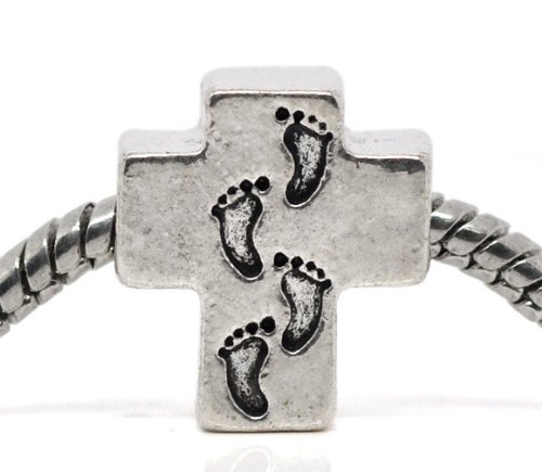 Pandora Cross Baby Footprints Charm