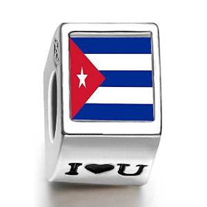 Pandora Cuba Flag Photo White Crystal Charm