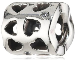 Pandora Cubic Zirconia Openwork Heart Bead Charm