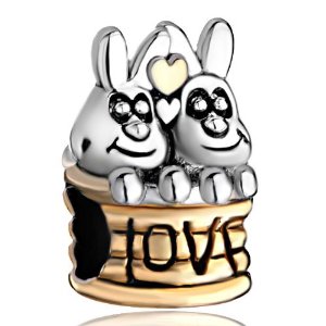 Pandora Cute Double Rabbits In Love Charm image