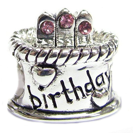 Pandora Cute Pink October Birthstone Crystal Birthday Cake Charm image