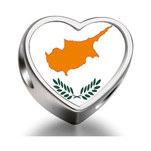 Pandora Cyprus Flag Heart Photo Charm
