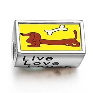 Pandora Dachshund Dog Bone Photo Charm