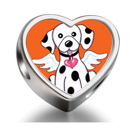 Pandora Dalmatian Dogs Heart Photo Charm