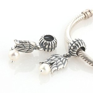 Pandora Dangle Guardian Angel White Pearl Charm image