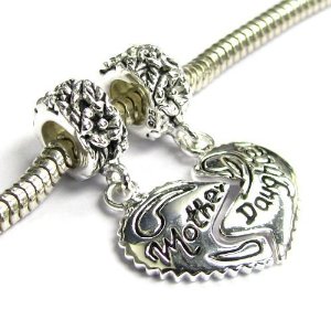 Pandora Dangle Mother Daughter Love Heart Pendant Charm image