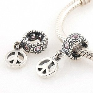 Pandora Dangle Peace Sign Topaz Charm