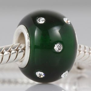 Pandora Dark Green Crystals Glass Charm