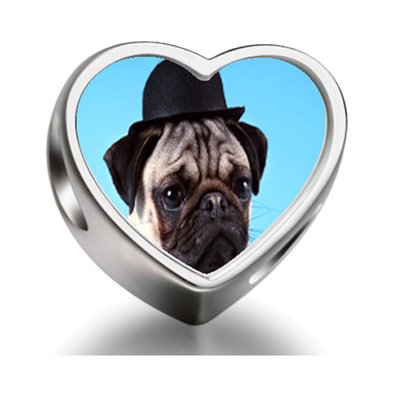 Pandora Dog With Derby Hat Photo Charm