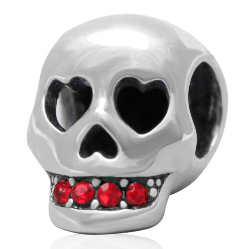 Pandora Double Red Cool Skull Heart Photo Charm
