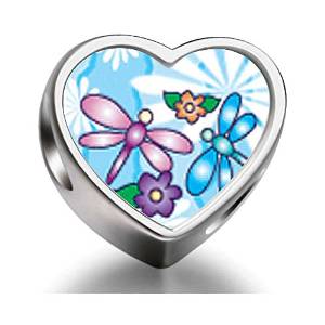 Pandora Dragonflies And Flowers Photo Charm image