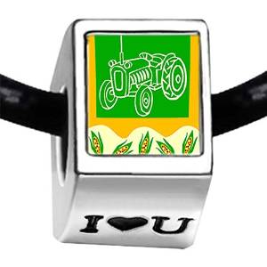 Pandora Dried Corn Tractor Photo I Love U Charm image