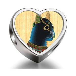 Pandora Egyptian Bastet Cat Heart Photo Charm