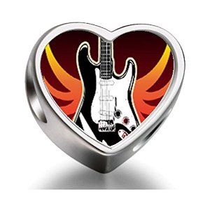 Pandora Electric Guitar Heart Photo Charm