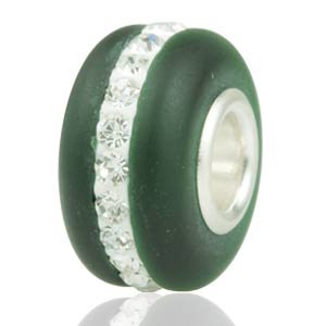 Pandora Emerald Murano Frosted Glass Clear Swarovski Crystal Charm image