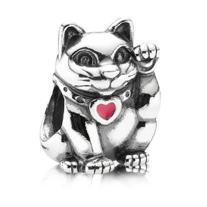 Pandora Enamel Heart Cat Charm