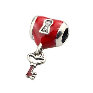 Pandora Enamel Heart Lock Key Charm