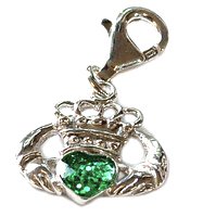 Pandora Enamelled Green Heart Claddagh Sterling Silver Charm