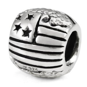 Pandora Engraved USA Flag With Map Charm image