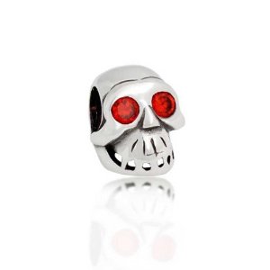 Pandora Evil Skull Red CZ Charm